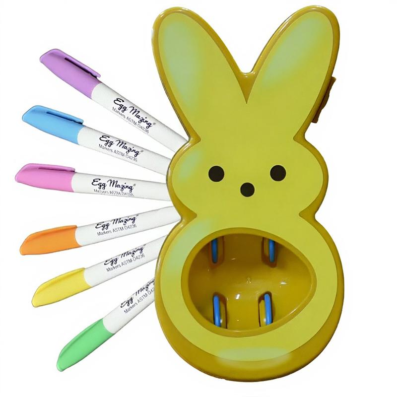 

Easter Bunny Egg Decorating Kit - Kids Diy Craft Set With 6 Color Markers Marshmallow Bunny Shaped Egg Holder Easter Rabbit Gift (As shown-16287)-