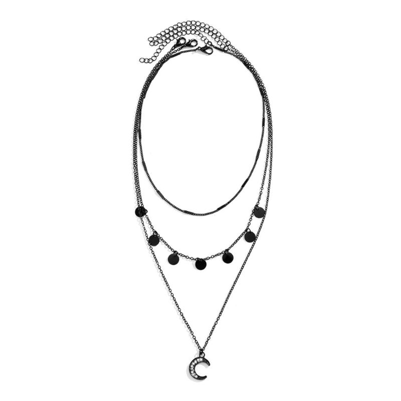 

Gothic Black Star Crescent/Star Neckchain Choker Necklace for Women Girls with Tassels Designing and Adjustable Length