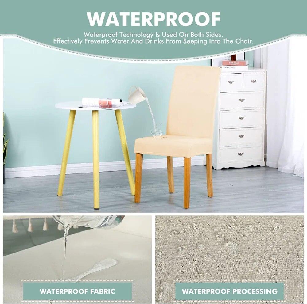 Waterproof Elastic Chair Cover Dining Room Solid Color Chair Slipcover Spandex Removable Chair Seat Cover for Kitchen Wedding