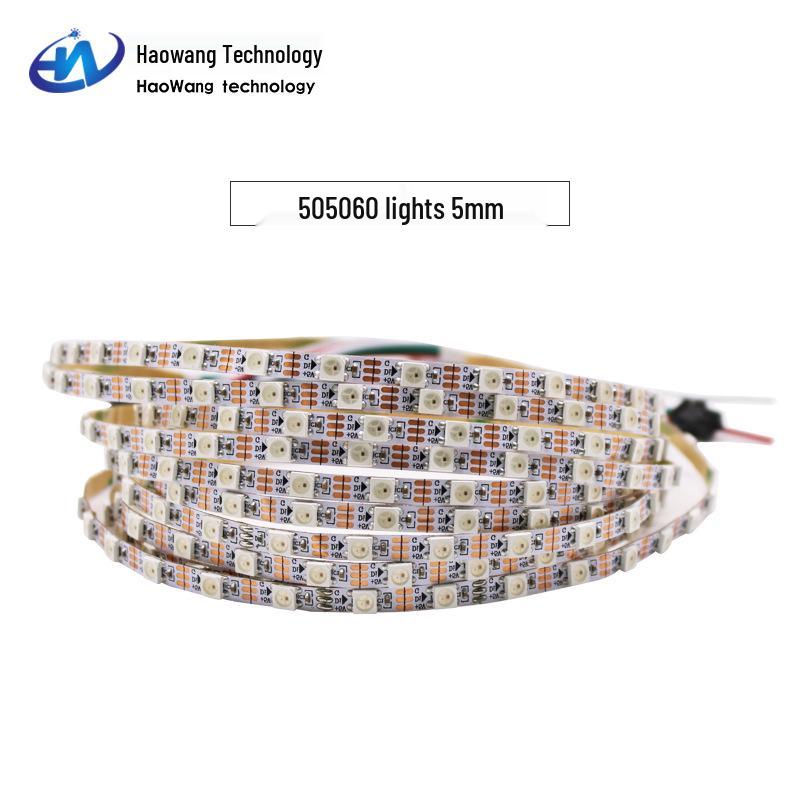 WS2812B 5mm Flexible Dream Color LED-Streifen, 5050 Chip, Eingebauter IC, 5V Einzelsteuerung.