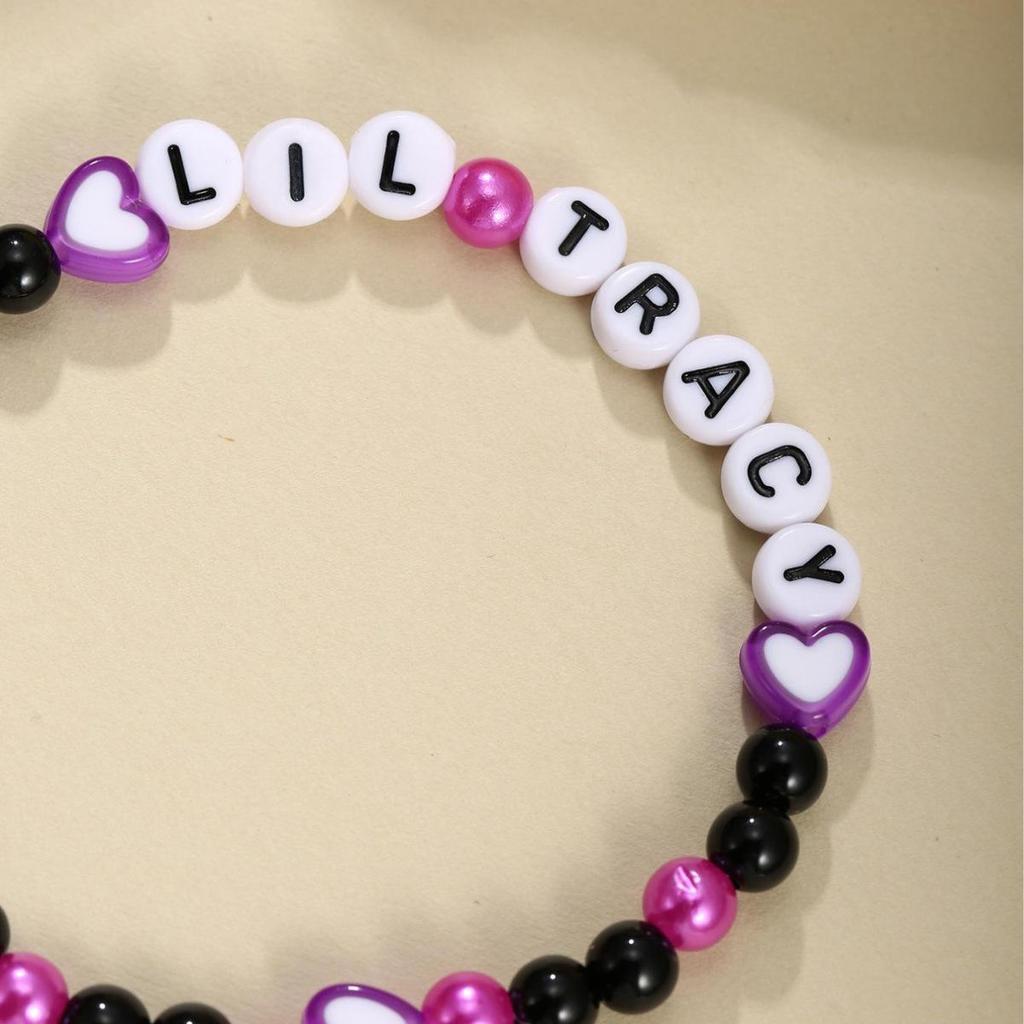 Cross-Border Acrylic Heart Beads Pink-Purple Friendship & Couple Bracelets