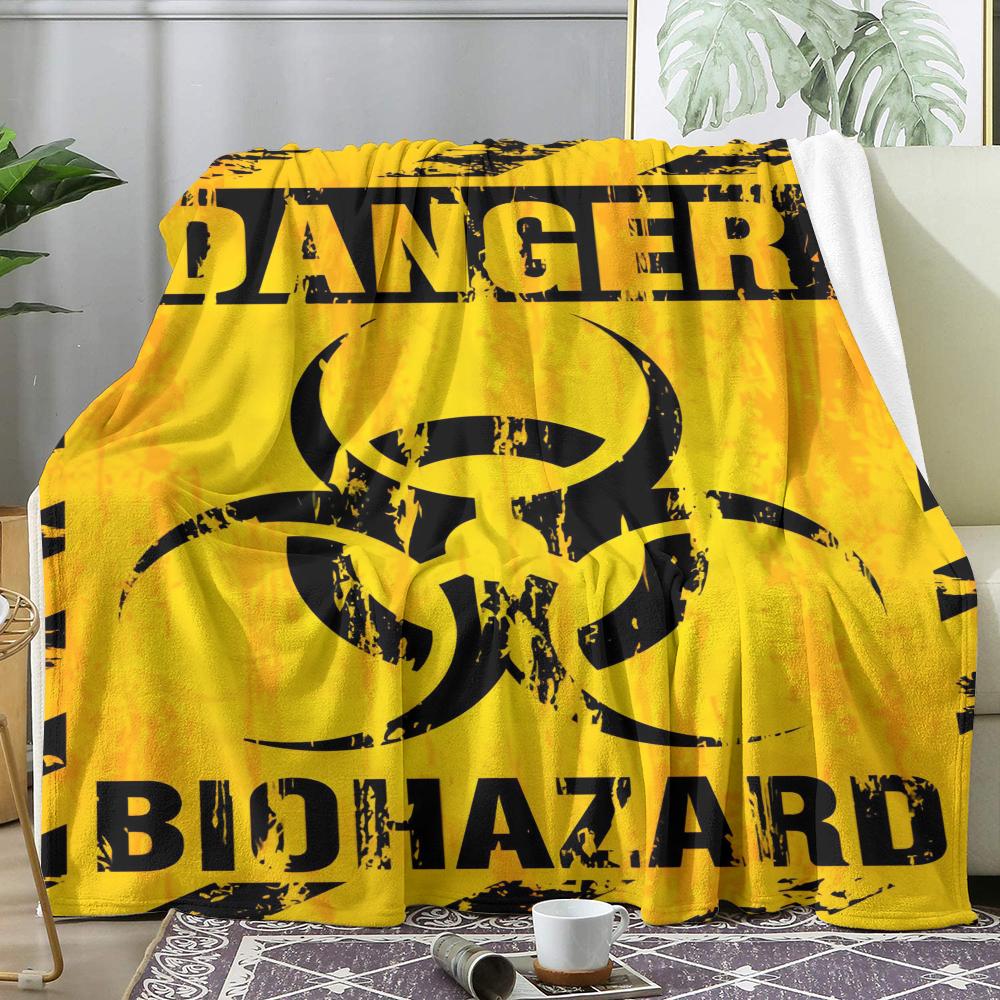 Warning Biohazard Throw Soft Flannel Throw Summer AC Blanket Lightweight Cool Nap Blanket for Sofa Bed Couch Travel