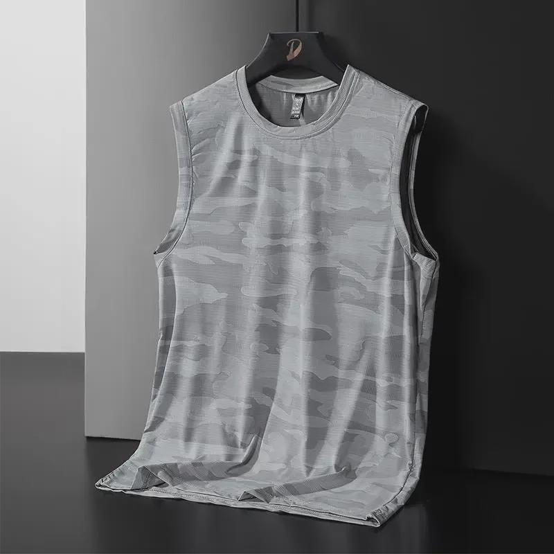 Men's 2023 Summer Quick-Dry Ice Silk Sports Vest - Loose Fit Sleeveless T-Shirt for Basketball & Fitness