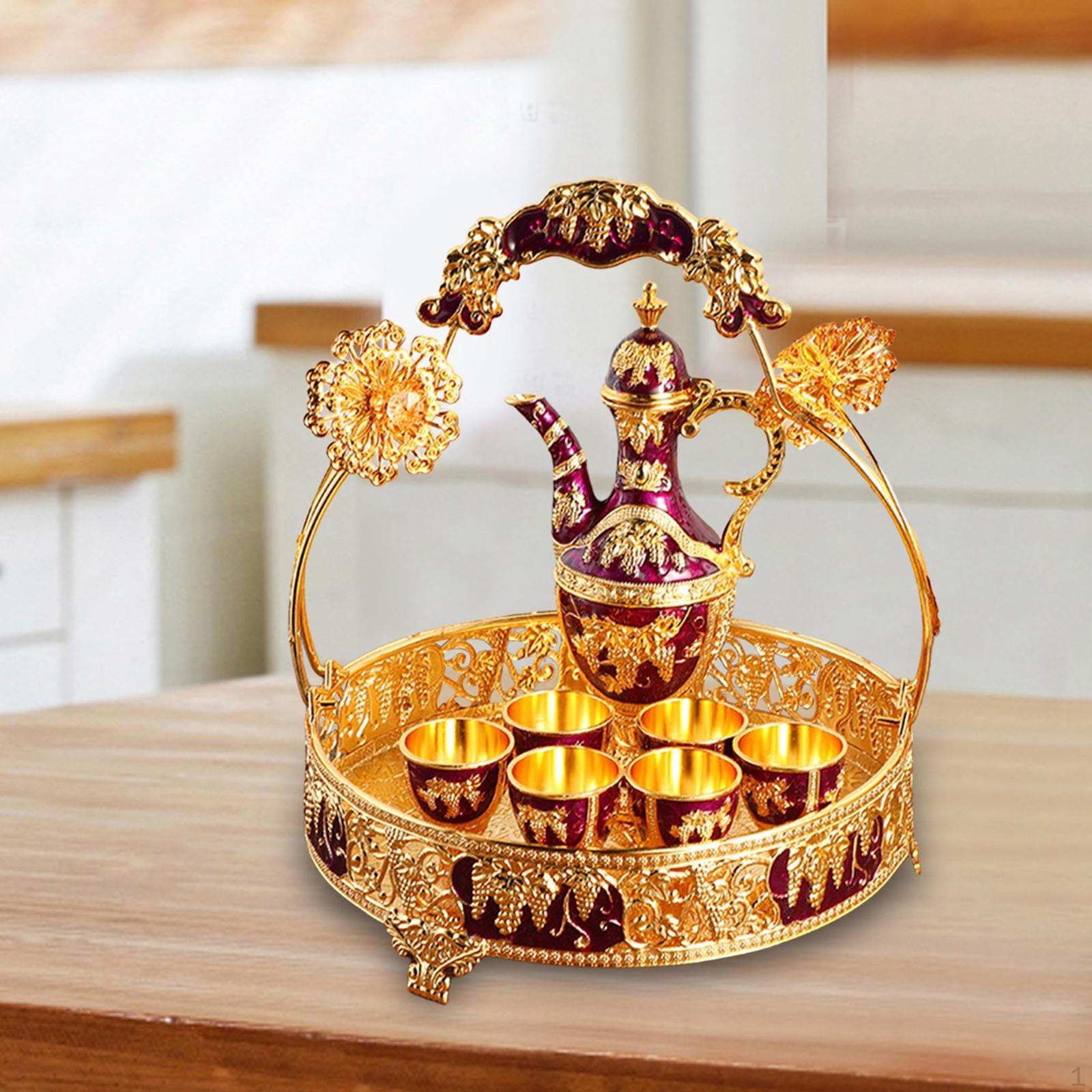 

Европейский набор бокалов для вина, чашки для питья, художественные ремесла, домашний декор, турецкий кофейник, чайник фиолетовый