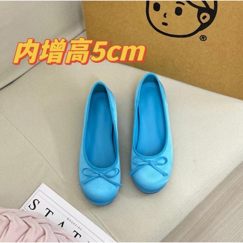 

Туфли-балетки с бантиком, женские новые, с внутренней высотой, синие одинарные туфли на мягкой подошве, туфли Мэри Джейн .33 синий