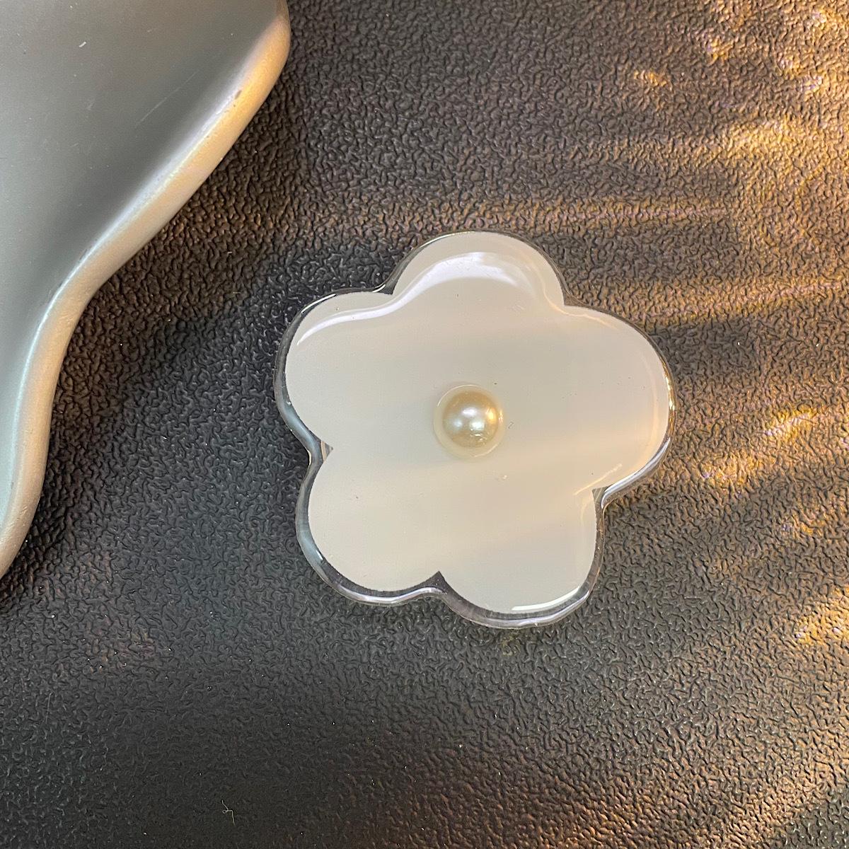 Korean Aesthetic Colorful Phone Case with Pearl Flower Retractable Holder