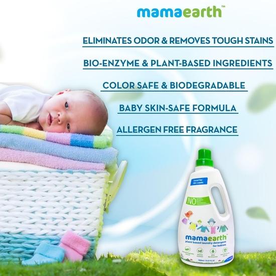 Mamaearth Detergente líquido para roupa de bebê à base de plantas, com bioenzimas e extratos de nim, 1L