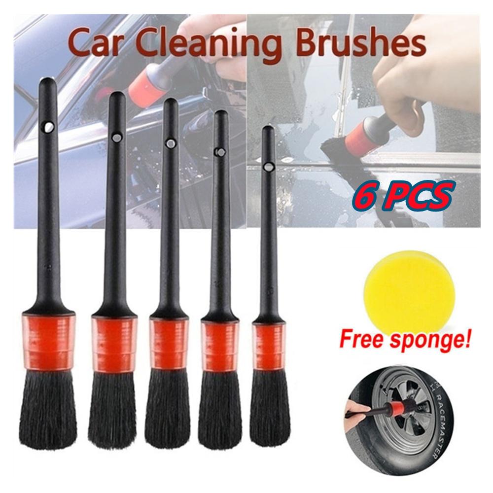 Buy 6Pcs Car Detailing Brush Set Detail For Cleaning Wheels Engine Emblems Air Vents at