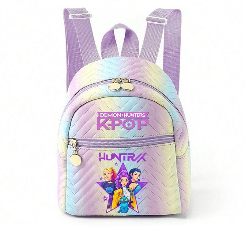 Kpop Synthetic Leather School Backpack for Girls Lightweight Candy Color Campus Bag