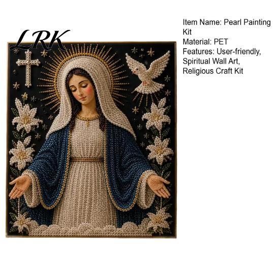 Faux Pearl Art Kit Faith Painting Kit, Virgin Mary DIY Religious Wall Decor Craft Set, Handmade Home for Christian Prayer Corners 3D