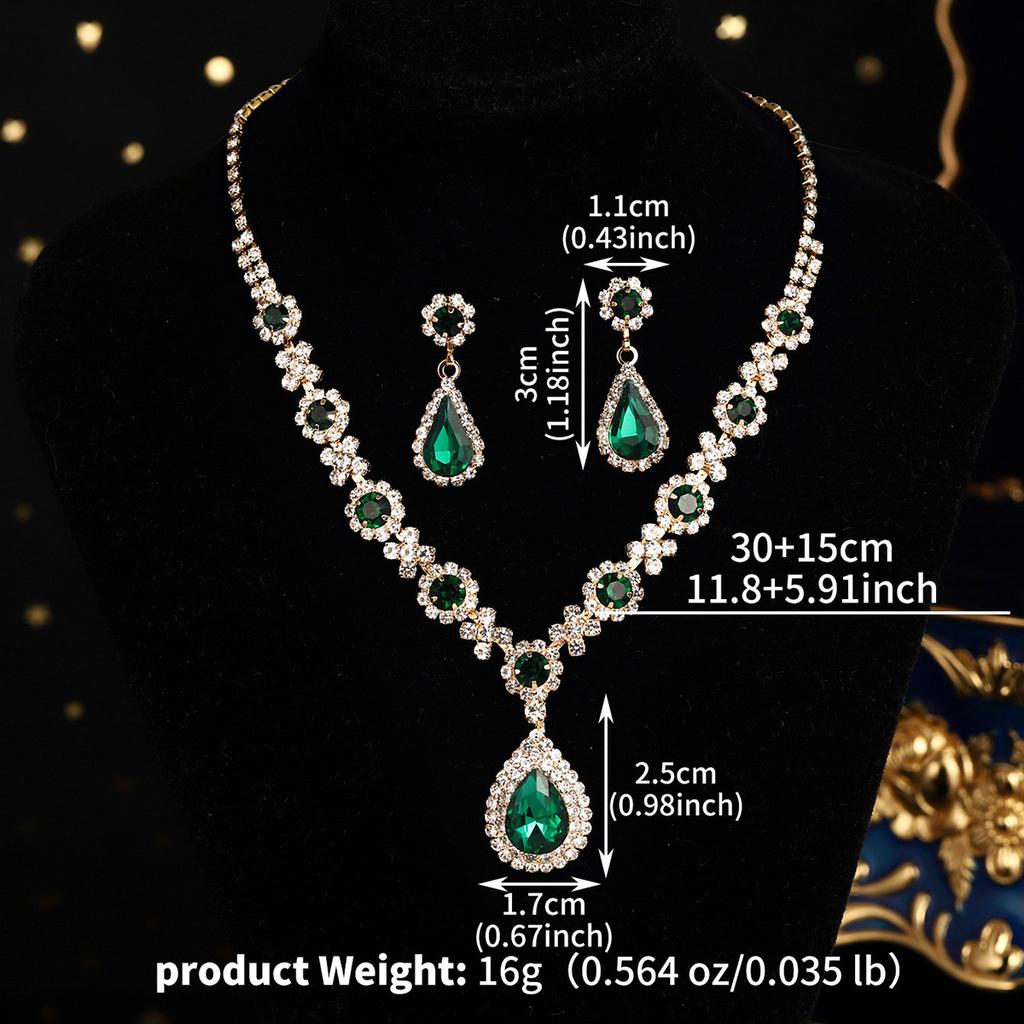 Bridal Wedding Necklace And Earrings Set Fashionable Claw Set Colorful Rhinestones Super Sparkling Banquet Jewelry Two Piece Set