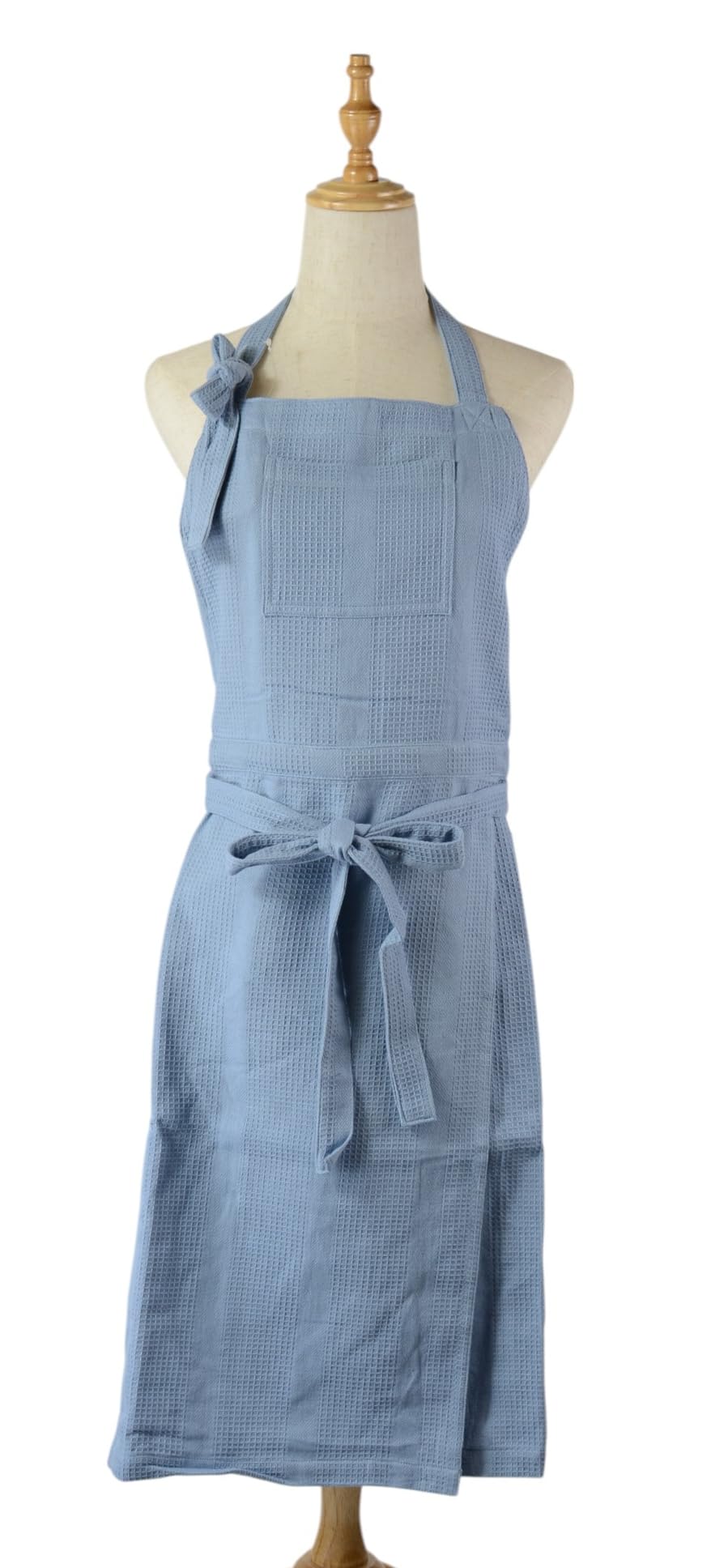 

Friends Hill Long Apron Smooth Light Blue Halter Neck Waffle Fabric [US-142-23]