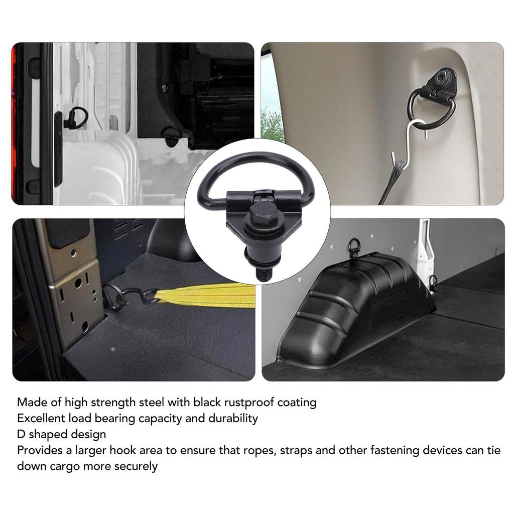 6Pcs Car Cargo D Hooks Steel Black Rustproof Coating BK21V550A74AD for Ford Transit 150 250 350 2015 To 2024 Cargo Van