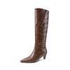 Fashion 2025 New Fashion Shaped Heel Knee High Boots Women's Elegant Party Black Autumn Winter Long Boots Big Size 34-43 Girls' Shoes