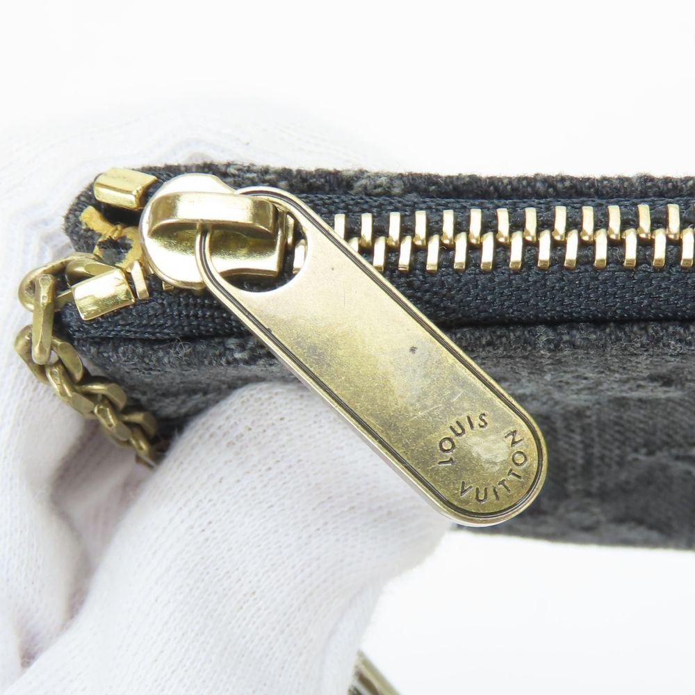 Używany portfelik na monety LOUIS VUITTON Pochette cree M95616 Monogram denim szary czarny Akcesorium
