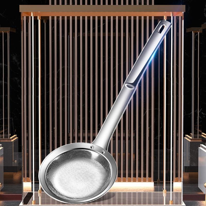 2pcs 304 Stainless Steel Grease Skimmers Spoon Fine Mesh Colander For Efficient Foam Removal Cooking Accessories