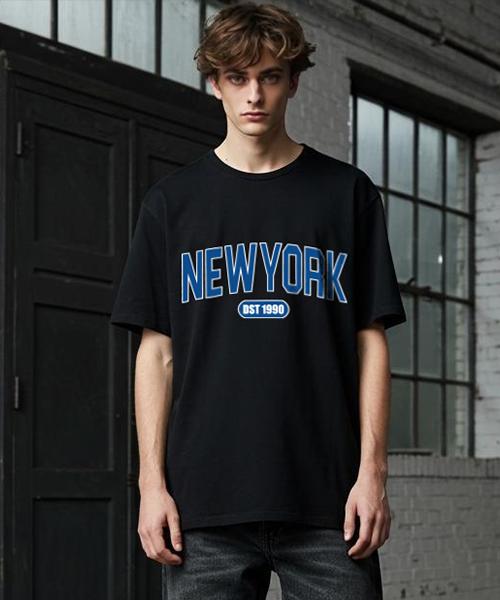 CRISCELO New York Old School T-Shirt Bl_Black 20S Oversized Fit