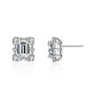 100% 925 Sterling Silve Emerald Cut Stud Earrings Zircon Large Carat  Rectangle  Earring High Luxury  Party Wedding Jewelry Gift