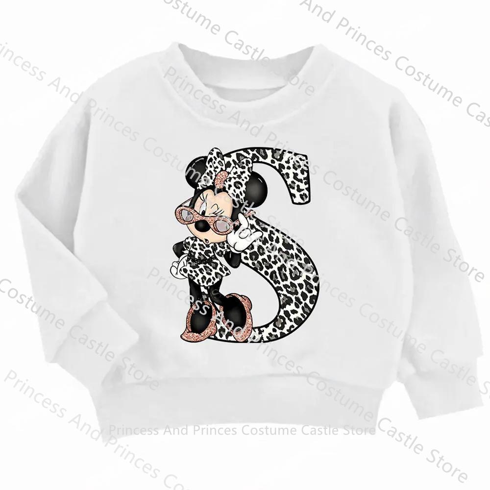 Children MINISO Minnie Hoodie Letter A B C D Kid Casual Clothes O-neck Pullover Little Baby Kawaii Cartoons Boy Girl Sweatshirts