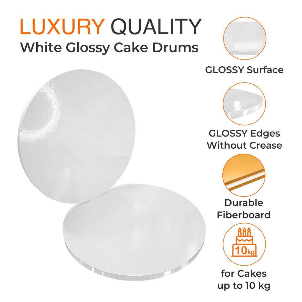 Cake Board Base White 25 1.2 Set 10 pcs Cake Drum Round Luxe Brand4Cake