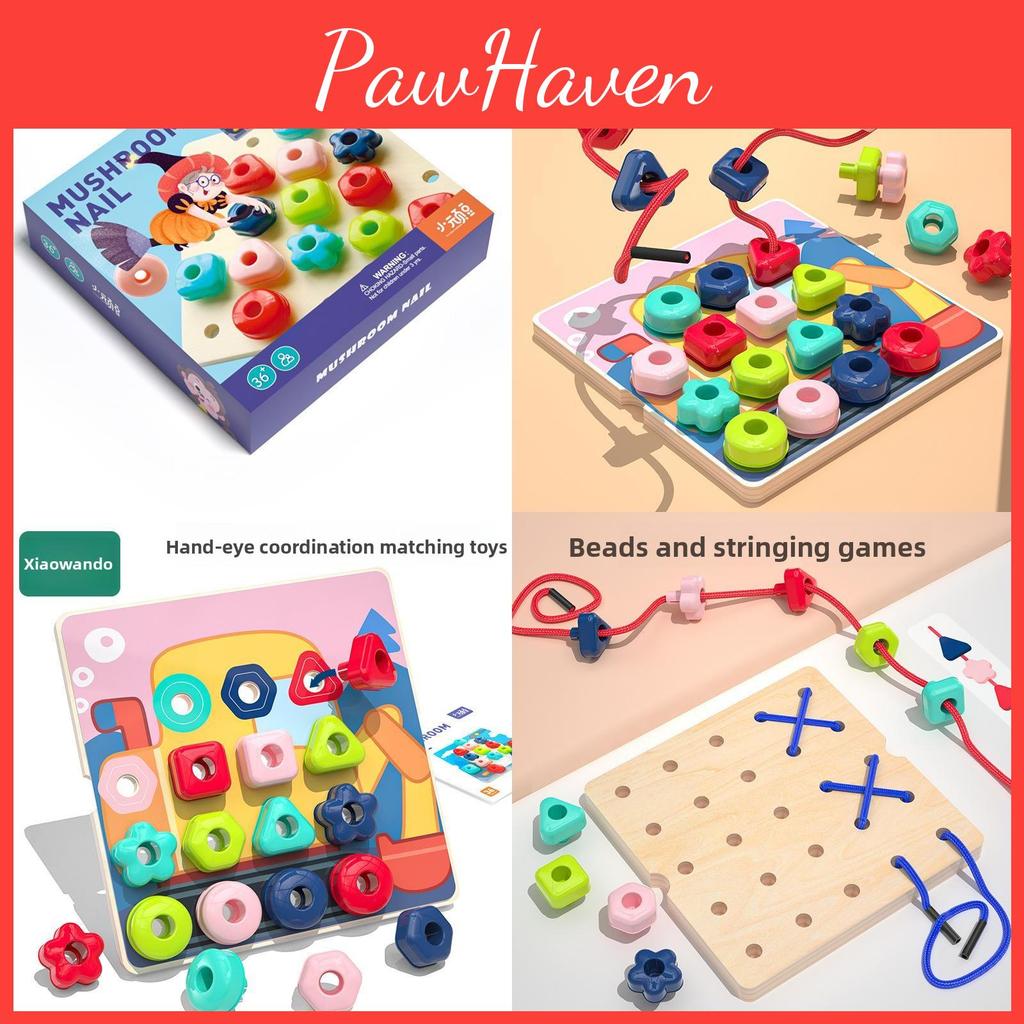 Wooden Mushroom Peg Puzzle For Kids Educational Toy For Brain Development