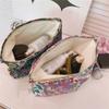 Cosmetic Bag Flower Pattern Canvas Makeup Bag Travel Toiletry Accessories Pouch Organizer