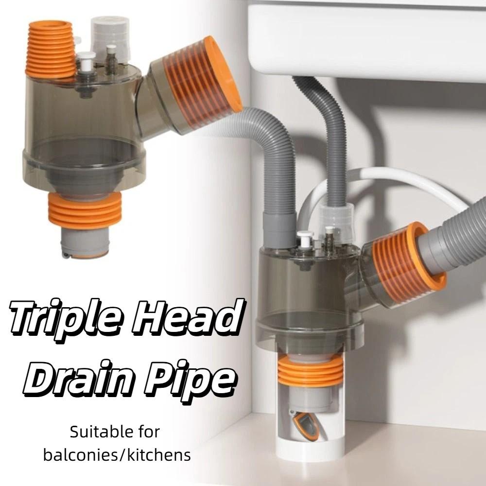 Diverter Drain Pipe Three-Way Anti-Odor Connector Connects Drainage Pipe Air Conditioning