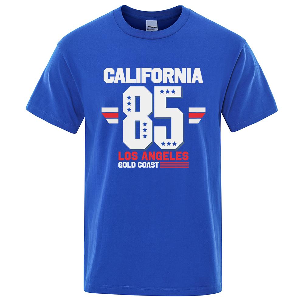 California 85 Los Angeles Gold Coast T-Shirt Casual Loose Tops Oversized Summer Tee Clothes Fashion Cotton Crewneck Men Clothes