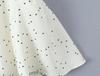 White Polka Dot Halter V-Neck A-Line Dress with Cutout Waist