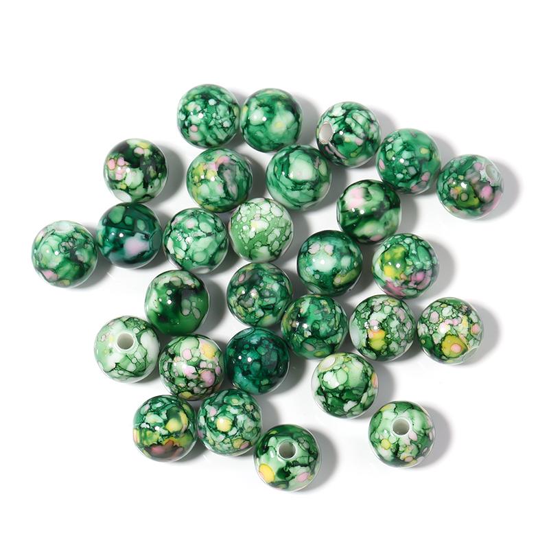 

50-100pcs 8/10/12mm Crackle Acrylic Beads Colorful Round Loose Spacer Beads For DIY Jewelry Making Bracelet Necklace Accessories 8mm 100pcs зелёный