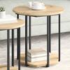 Side Table Set with Shelf 2 Pcs Brown