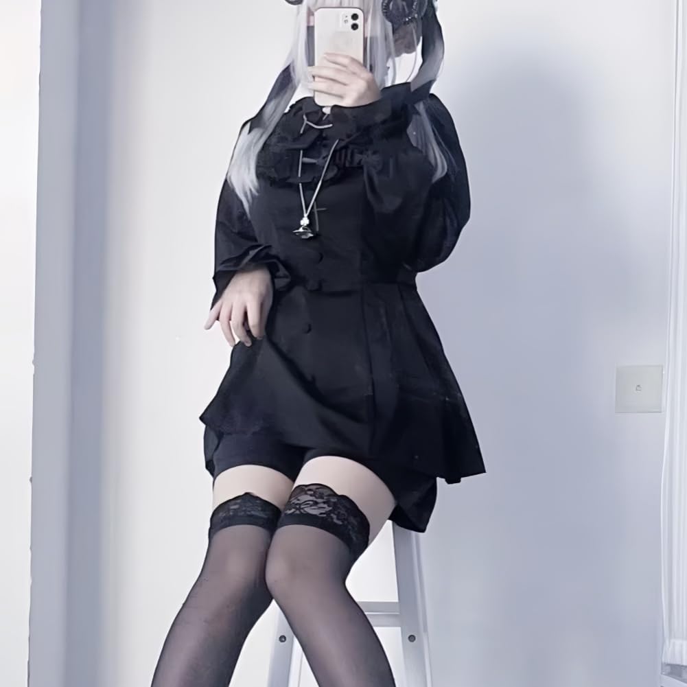 Lolita Sickly Perfect for School and Fall [EDREES] Women's Dress, Cute, Set, Stand-Up Collar, Above-the-Knee, High-Waisted, A-Line, Princess-Style,
