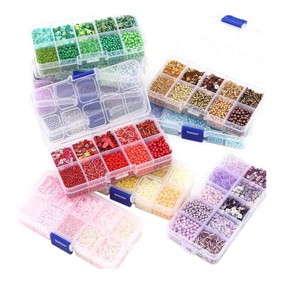 Glass Beads Seed Beads 10 Colors Set 2-5mm Colorful Small Kit Round Seed Accessory Kit Sequins Transparent Core Handicrafts Small Crafts Round DIY