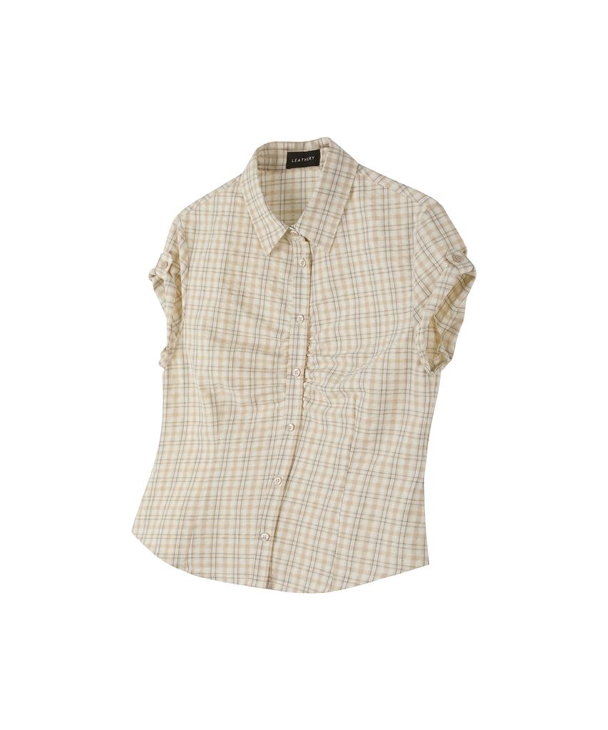 Ledeoli Moment Shirred Check Shirt [Beige]