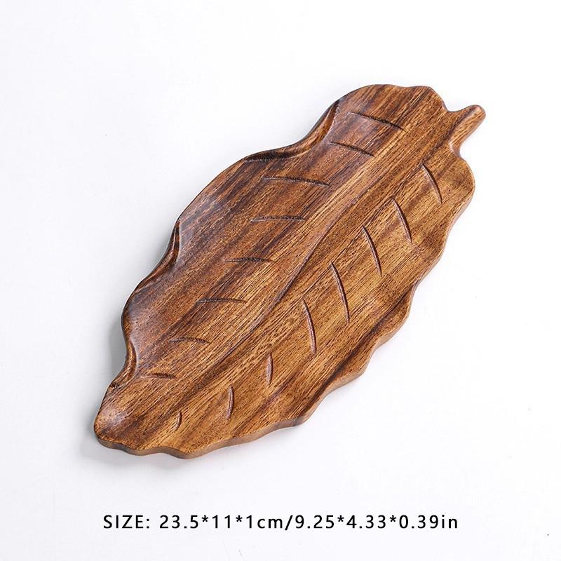 Creative Wooden Tea Tray Leaf Shape Walnut Wood Afternoon Tea Plate Snack Fruit Plate Chinese Tea Ceremony Decor Accessories