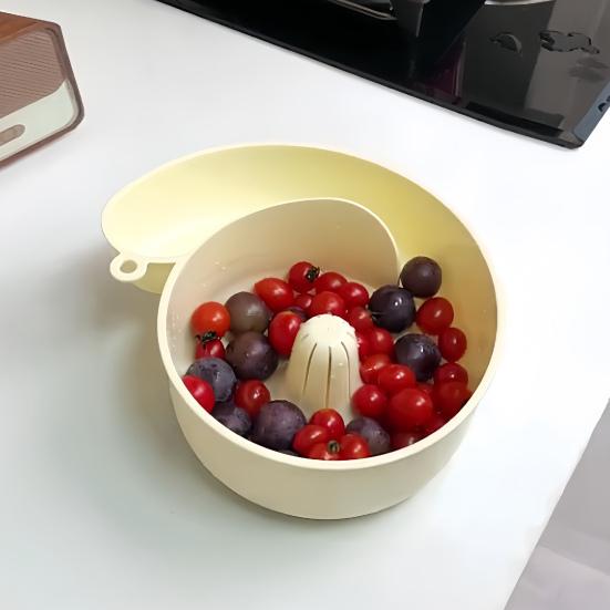 Snail Shape Drain Basket Automatic Cleaning Basket Fruit Plate Filter Multifunctional Kitchen Tool for Washing Berries Grapes Cherry Tomatoes