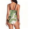 Swimsuit for Women Scoop Neck Adjustable Side Tie Bathing Suit with Tropical Floral Print Pattern Beachwear