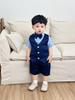 Baby Boys' Summer Gentleman Three-Piece Outfit: Short Sleeve, Shorts, and Vest Set
