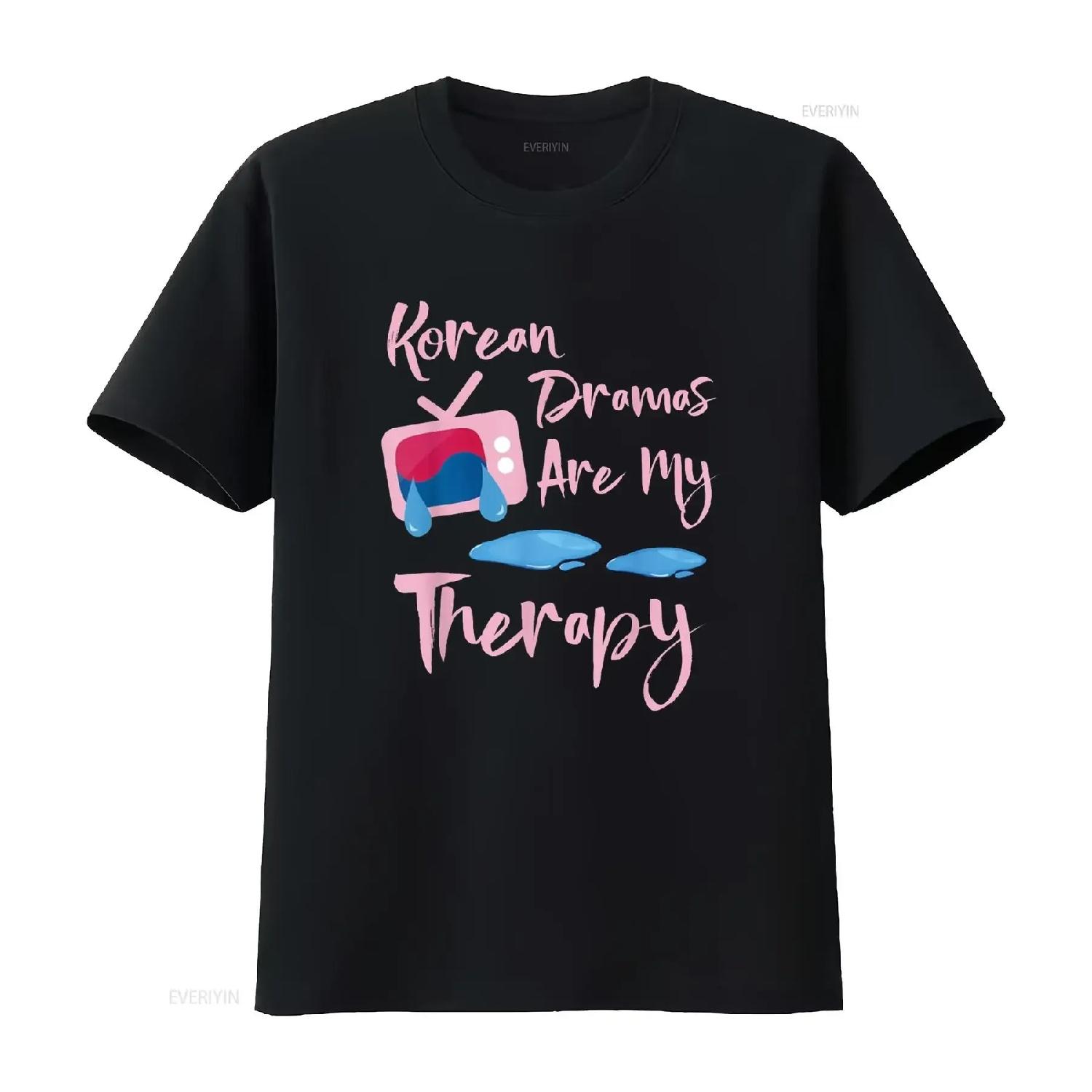 

Korean Dramas Are My Therapy Funny K Drama T Shirt vintage Washed Top For Everyday Wear Comfortable Stylish designer clothes S чёрный