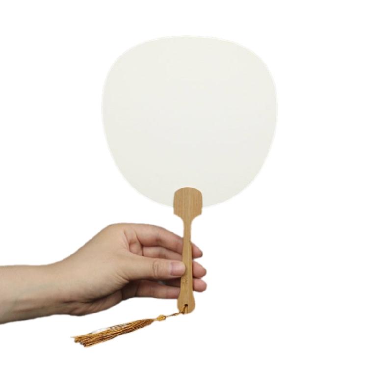 Chinese Rice Paper Fan White Round Fan with Tassels DIYs Blank Fan Decors