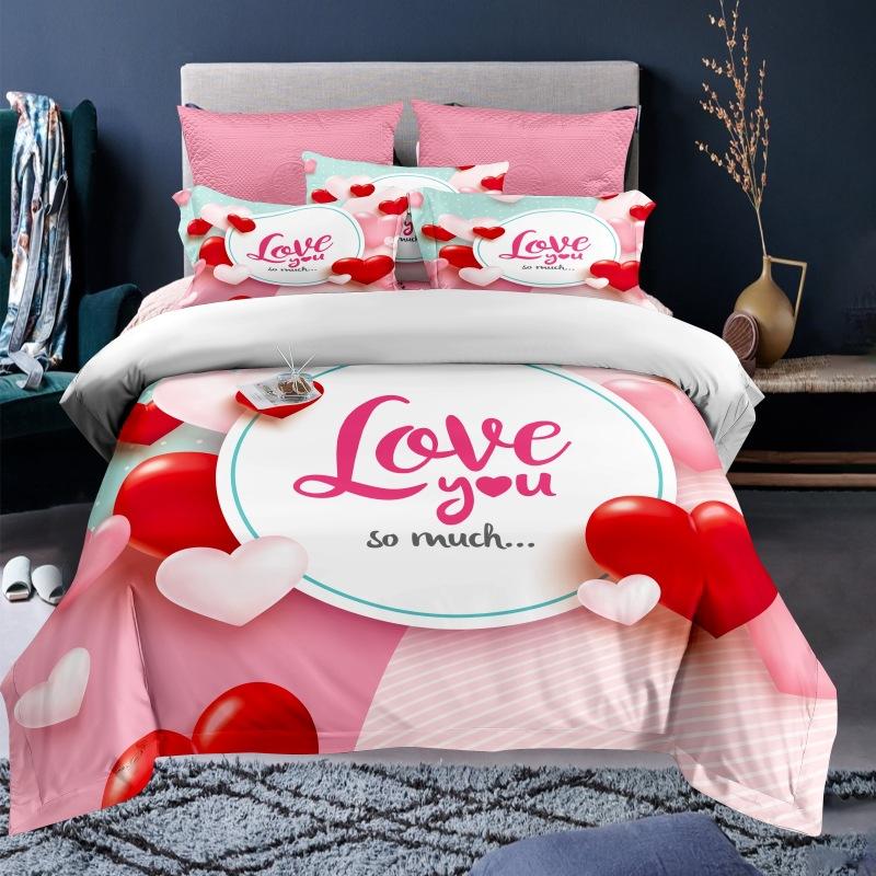 Valentine's Day Custom Name Love Heart 3D Duvet Cover Bedding Set Comforter Linen Pillowcases Wedding Decor Twin King Queen
