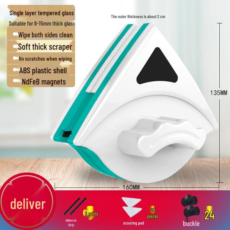 Double-Sided Magnetic Window Cleaning Brush for High-Rise Glass