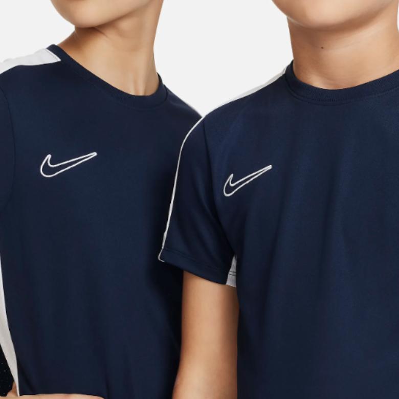 Nike Dri-FIT Academy 23 Logo Color Block Crew Neck Sports T-Shirt Kids Tops Navy-Blue DX5482-451