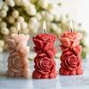DIY Rose Pillar Candle Silicone Mold 3D Geometric Flower Column Scented Candle Plaster Ornament Mold Handmade Gift Wedding Decor