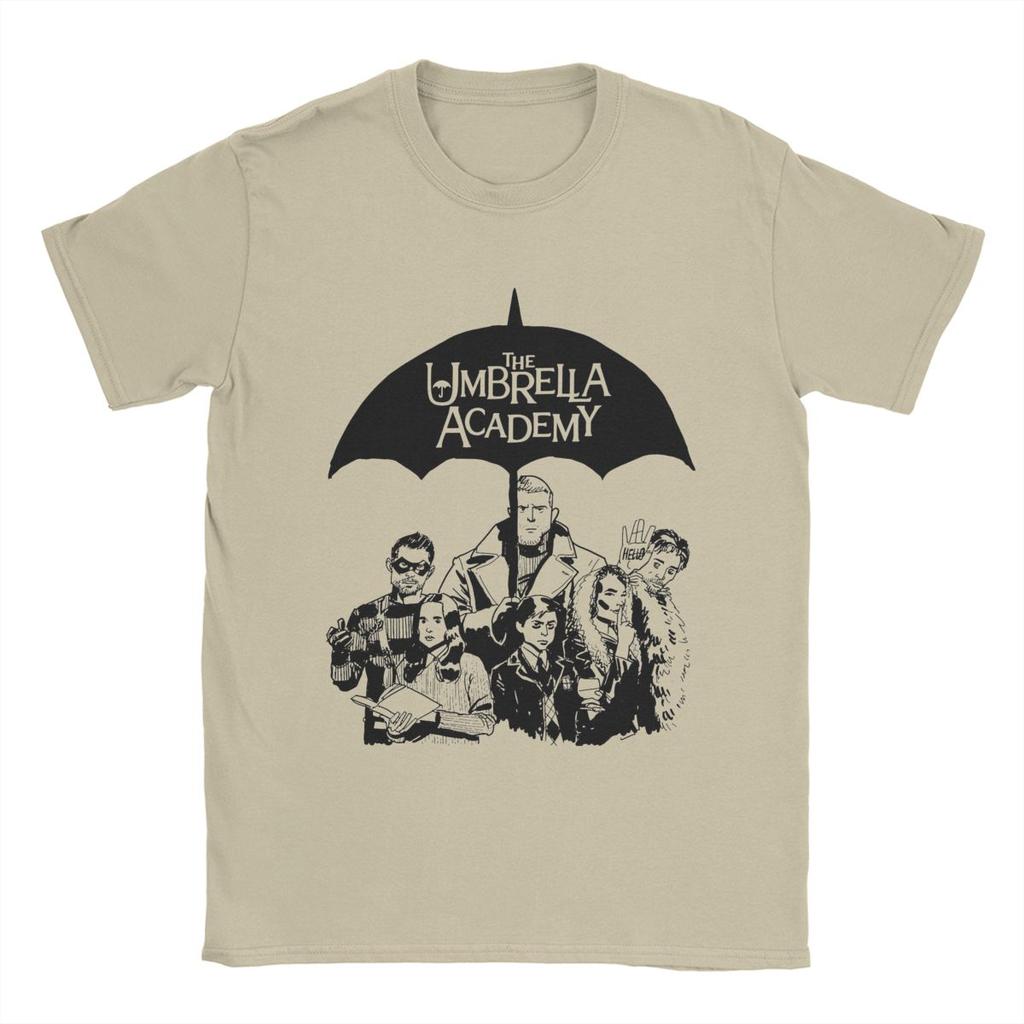 Vintage Umbrella Academy T-Shirt Men Crewneck 100% Cotton T Shirt Short Sleeve Tees Printed Tops