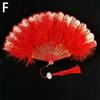 Lolita Feather Folding Fan Japanese Sweet Fairy Girl Dark Gothic Court Dance Hand Fan with Pendant Wedding Party Decoration