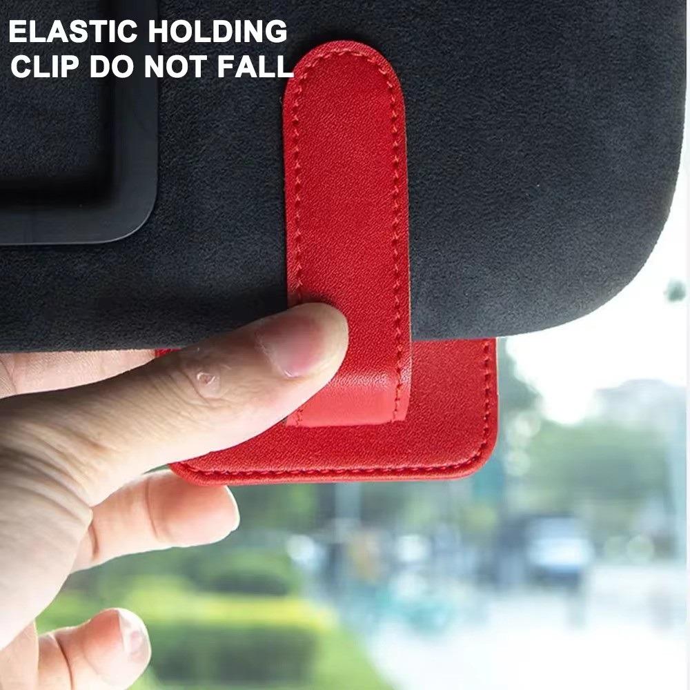 Multifunctional Leather Glasses Storage Clip Ticket Card Holder Interior Accesories Car Sun Visor Magnetic Eyeglass Hanger Clip