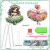 2Pcs Girl Theme 2D/Flat DIY Rhinestone Diamond Art Window Pendants Crystal Painting Ornament Window Hanging Art for Home Decor