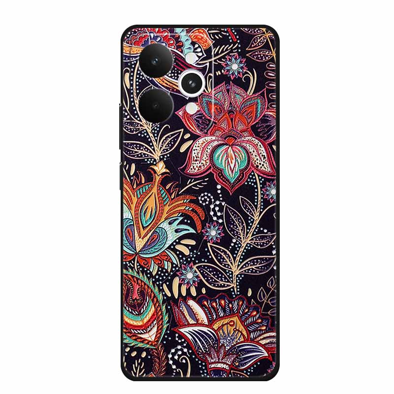 For Realme 15 15 Pro 5G Black Case 3D TPU Silicone Soft Back Cover For Realme C15 6.5" Funda Emboss Relief Flowers Bag Casing