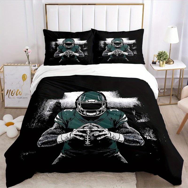 3pcs set Football Player 1 Quilt Cover + 2 Pillowcases, All Seasons Bedroom Setting, Perfect for Home and Dorm Decor a168